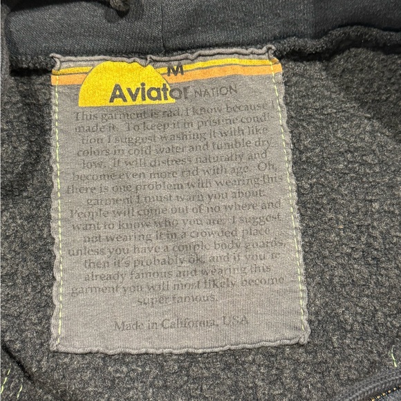 Unisex Aviator Nation 5 Stripe Zip Hoodie in navy Size Medium - Picture 10 of 11